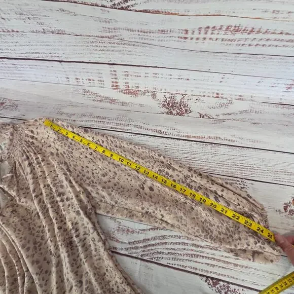 Karlie Dusty Rose Peasant Blouse Ruched V-Neck S Balloon Sleeve Whimsy Boho Top - Picture 10 of 11